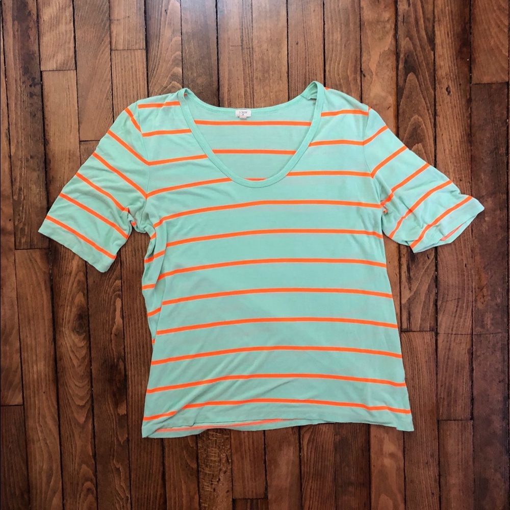 J. CREW Mint & Neon Orange T-Shirt